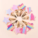 16개/세트 글리터 BB 수제 헤어 클립 (여아용) 수제 무지개 하트 별 헤어핀 귀여운 바레트 헤어 액세서리